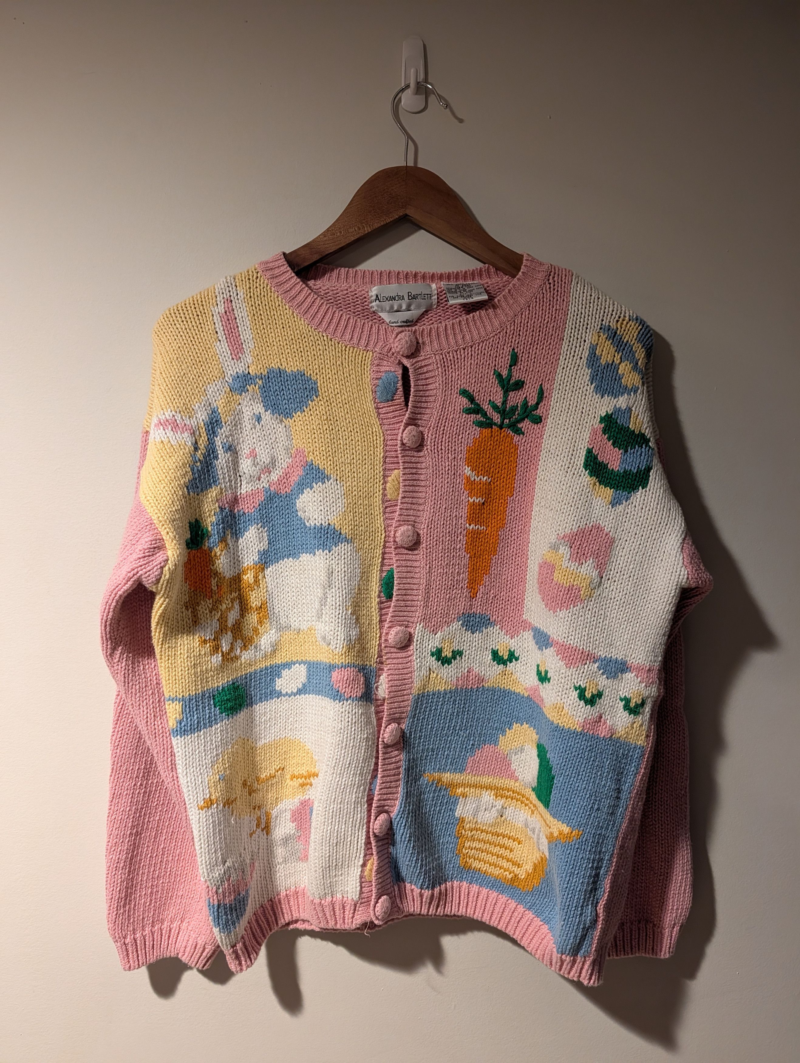 Vintage Vintage 90s Alexandra Barlett Hand Crafted Ramie Cardigan Size L / US 10 / IT 46 - 1 Thumbnail