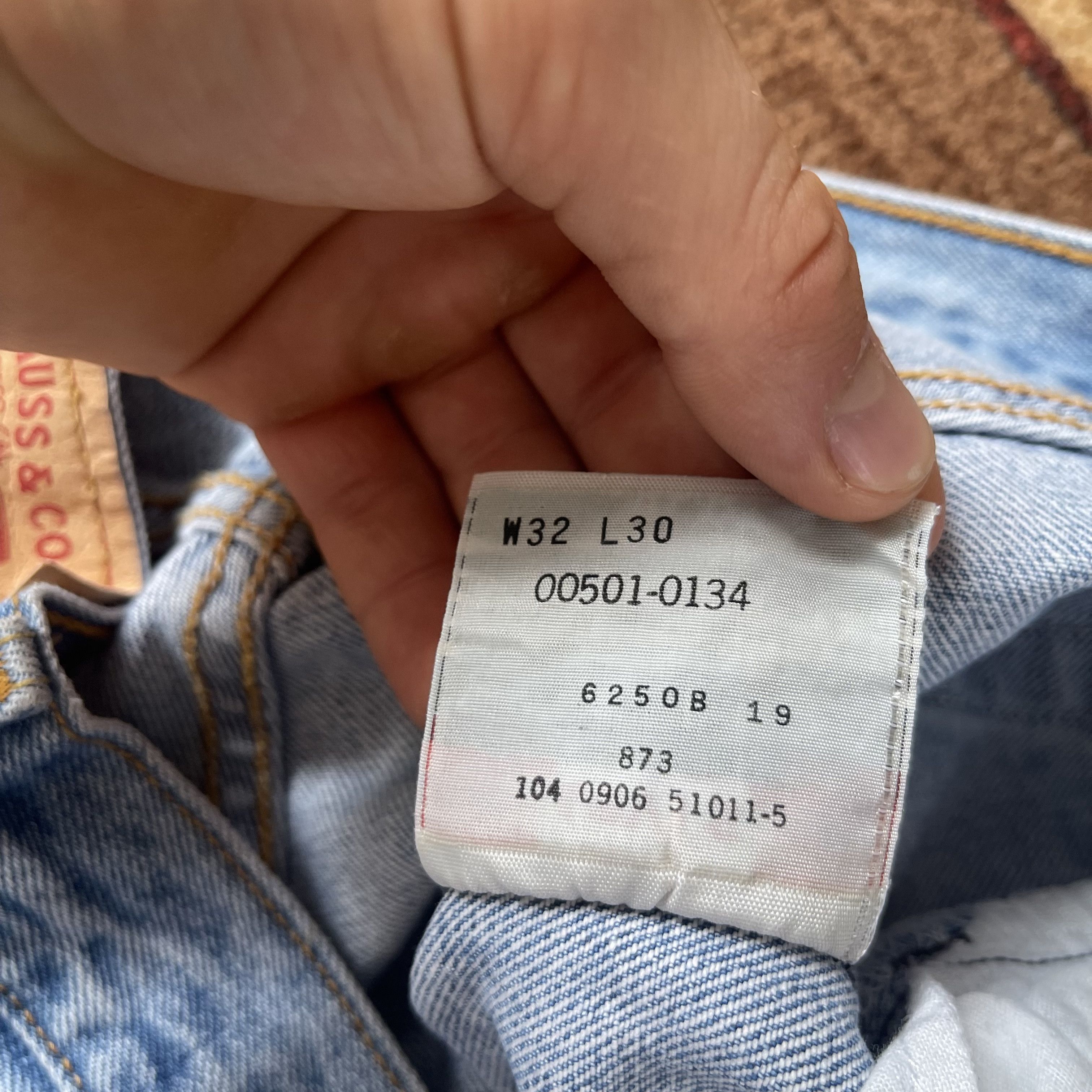 Jean × Vintage 90s Vintage Levi's 501 Blue white Jeans 32x30 Size US 32 / EU 48 - 8 Thumbnail