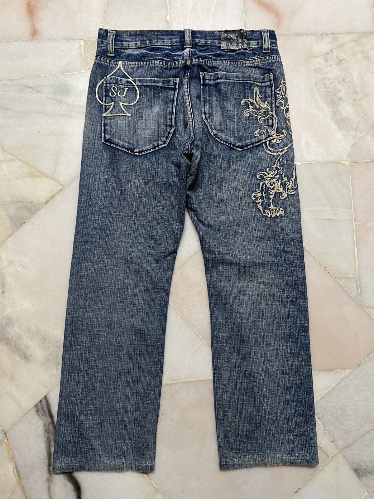 2000s Sean John 2024 Winged Sacred Heart NY Embroidered Pocket Jeans