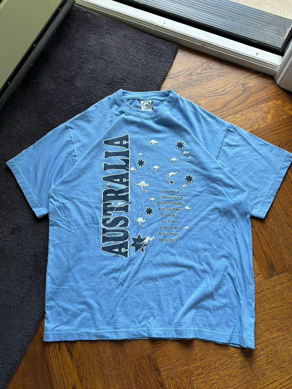 Man Made In Australia × Vintage 1990s Vintage Australia T-Shirt 90s Vintage Tee Kangaroo Blu Size US XXL / EU 58 / 5 - 1 Thumbnail
