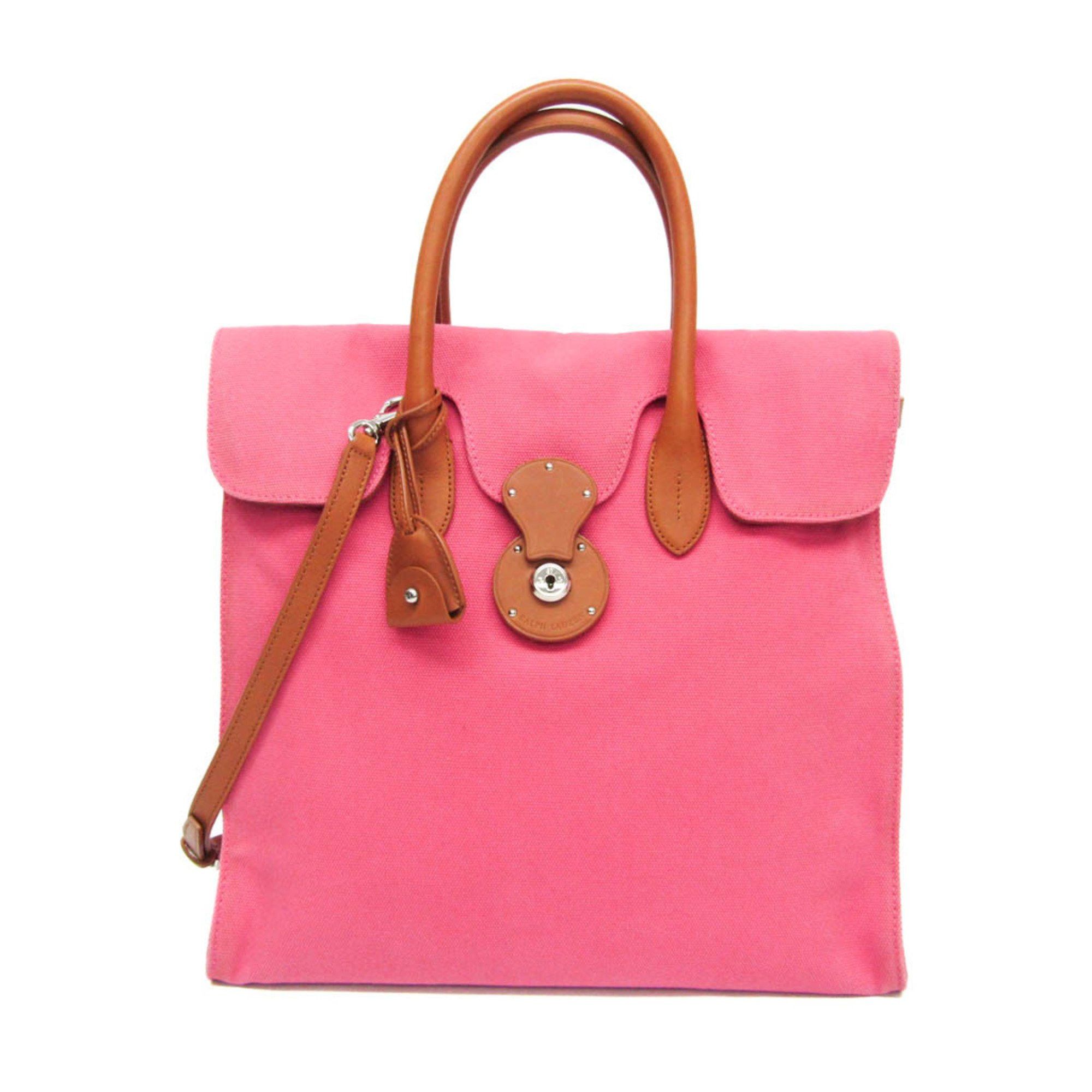 Ralph Lauren Ralph Lauren Ricky Women's Leather,Canvas Handbag,Shoulder Bag Brown,Pink Size ONE SIZE - 1 Thumbnail