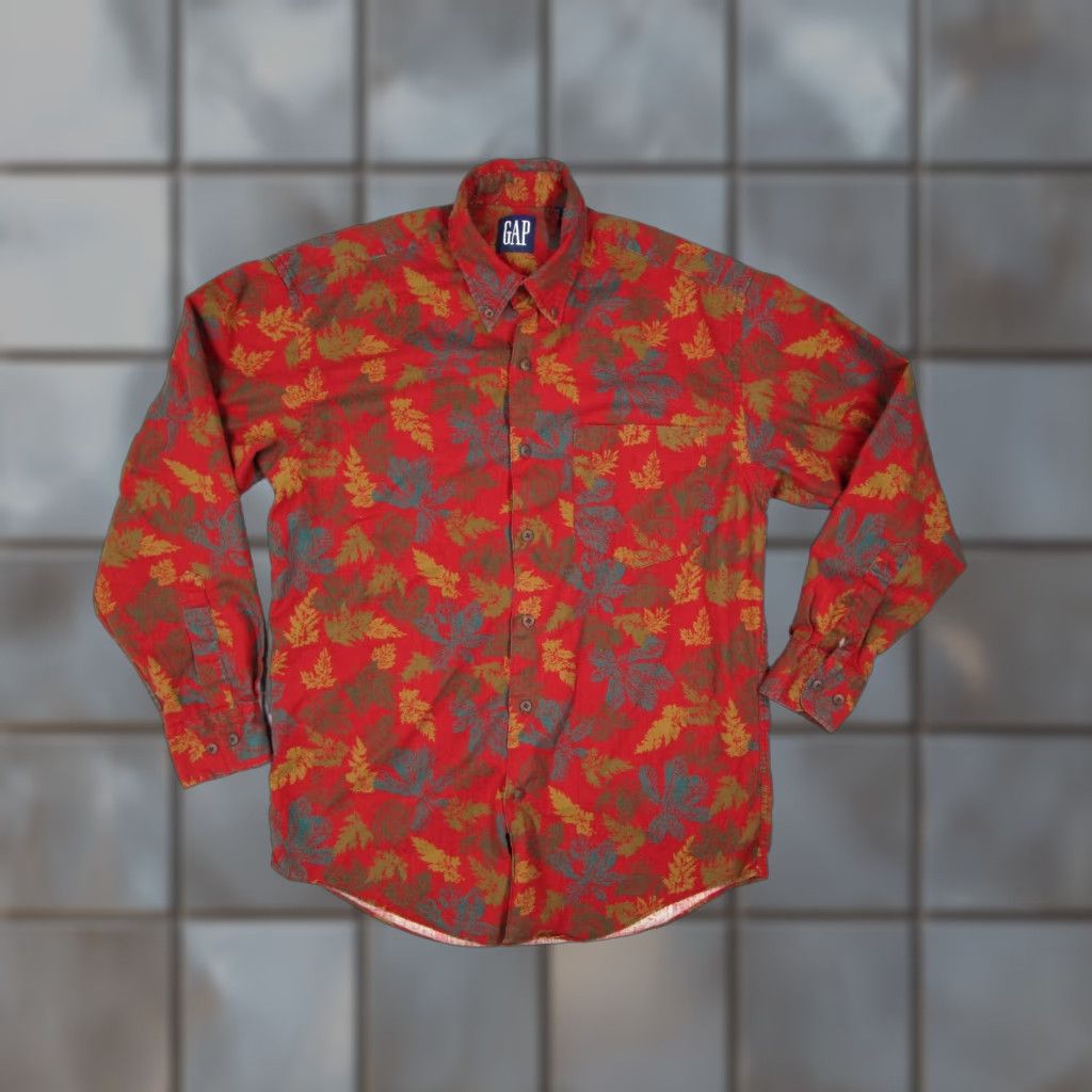 Gap VINTAGE Gap Shirt Mens Small Red Floral Button-Up Long Sleeve Twill 100% Cotton Retro 90s Boho Casual Mens Size US S / EU 44-46 / 1 - 1 Thumbnail