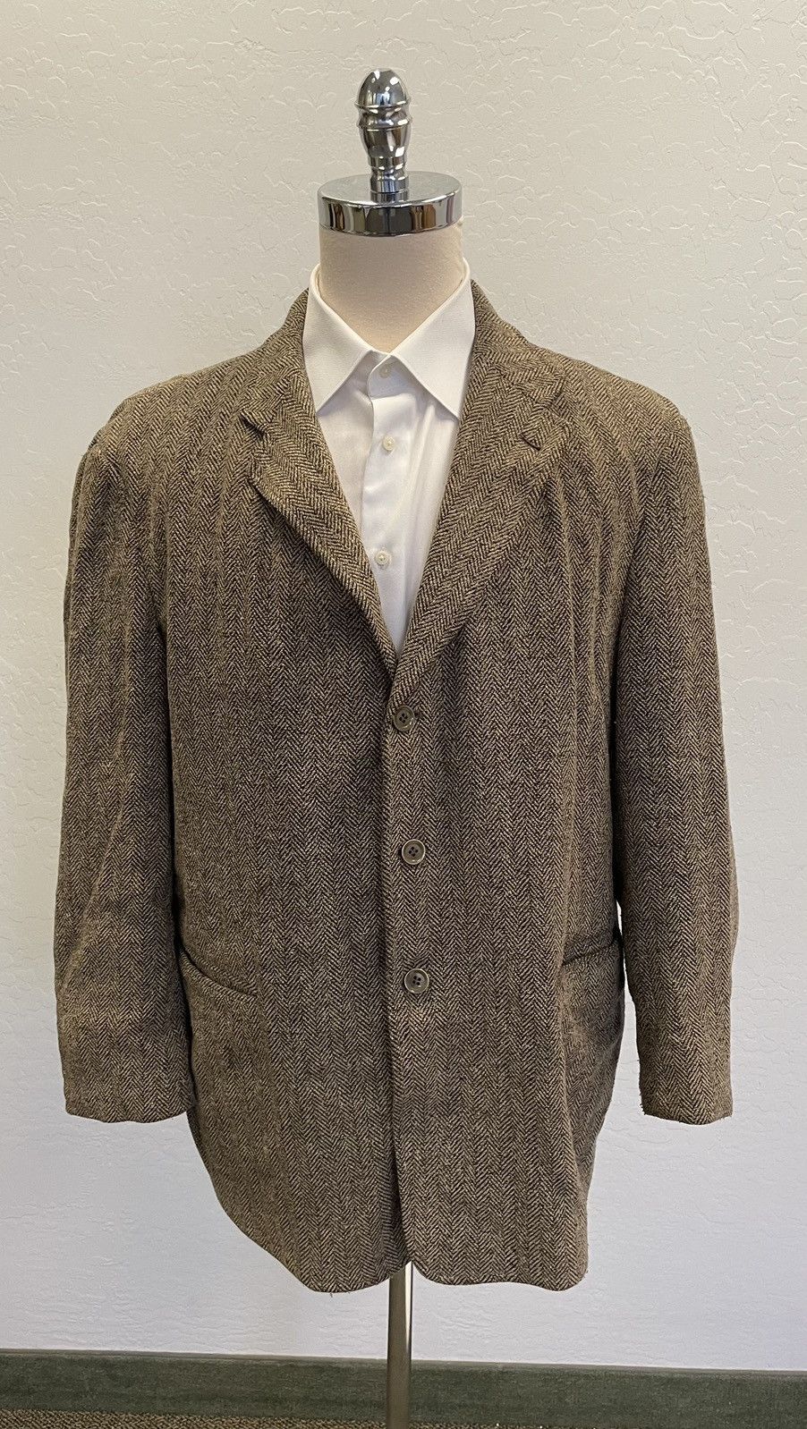 Armani Collezioni × Vintage 3-Button Herringbone Jacket Size 46R - 1 Thumbnail