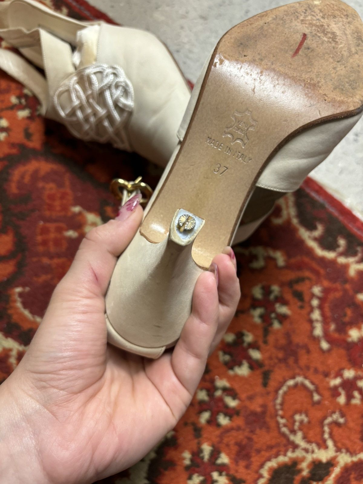Designer × Japanese Brand × Vintage Vintage avant garde beige wanda d’aragona opium heels Size US 7 / IT 37 - 5 Thumbnail