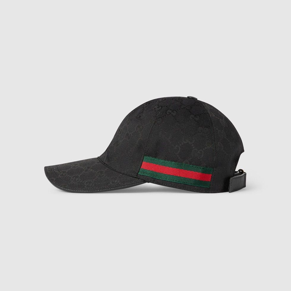 Gucci Gucci GG Black Monogram Baseball Cap with Web Stripe Hat Size ONE SIZE - 11 Thumbnail