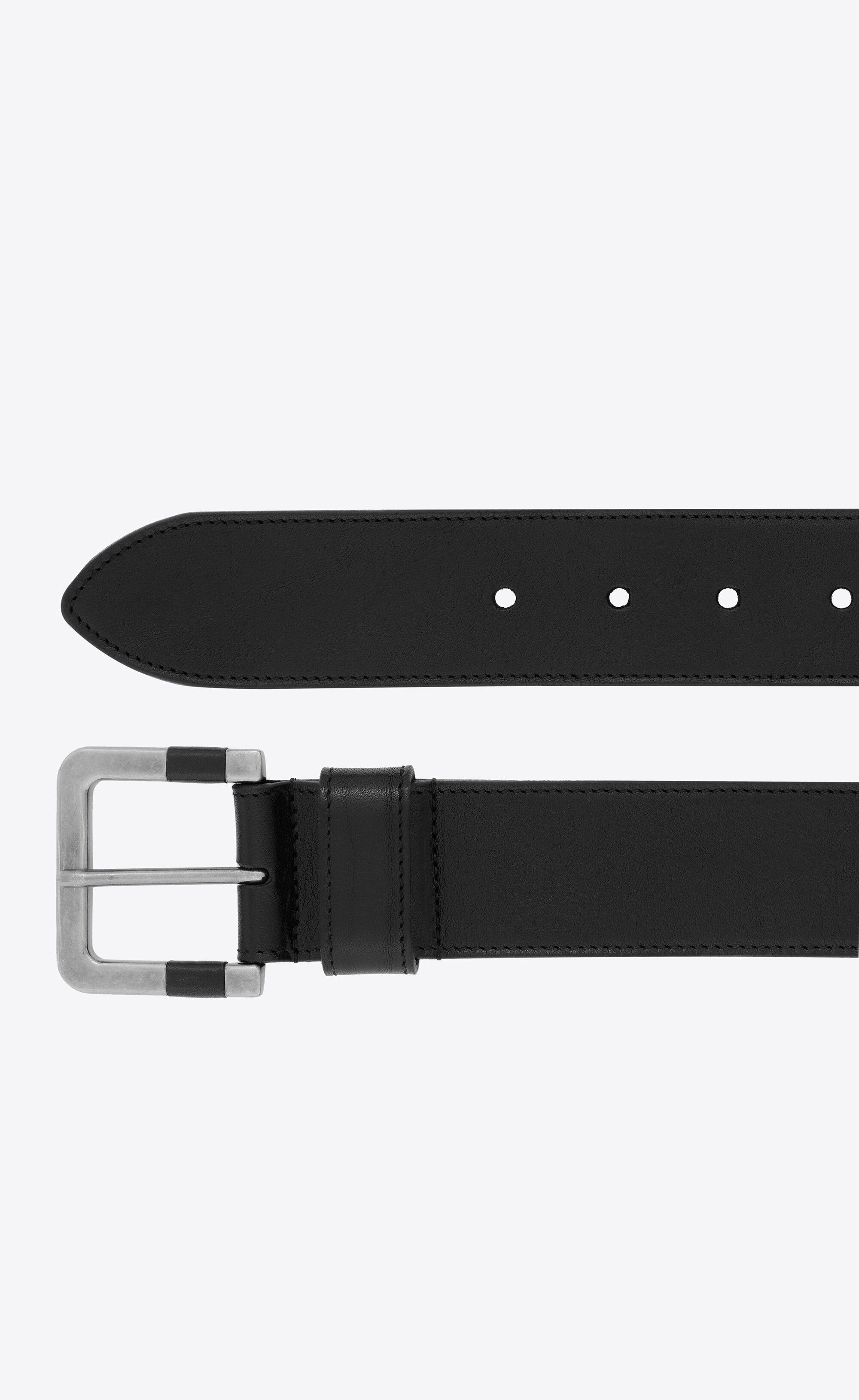 Saint Laurent Paris o1bcso1str1224 Size: 85 /Carree Buckle Wide Belt in Black Size ONE SIZE - 2 Thumbnail