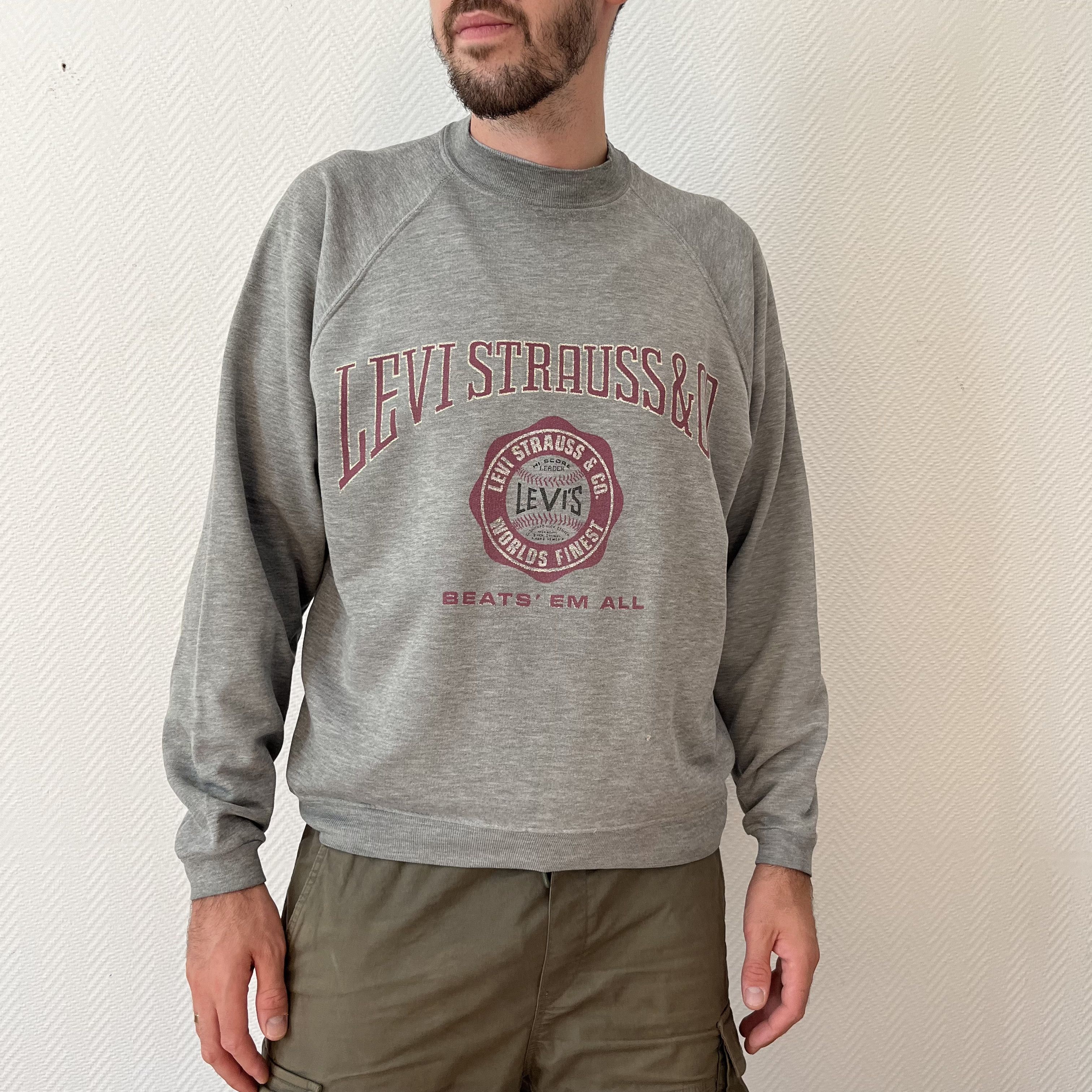 Levi's × Levi's Vintage Clothing × Vintage Vintage Levis Spellout Logo Gray Oversize Sweatshirt Size US L / EU 52-54 / 3 - 5 Thumbnail
