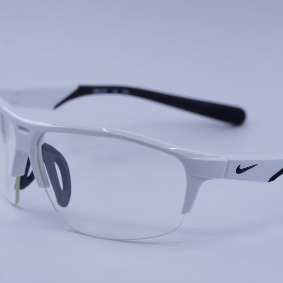 Nike RUN X2 D 101 Sunglasses White/Black Shield Frame, Clear