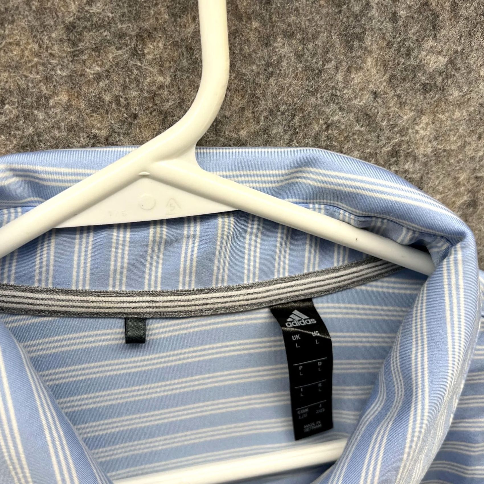 Adidas Adidas Polo Shirt Men Large Blue White Striped Casual Preppy Polyester Golf Polo Shirt Size US L / EU 52-54 / 3 - 5 Thumbnail