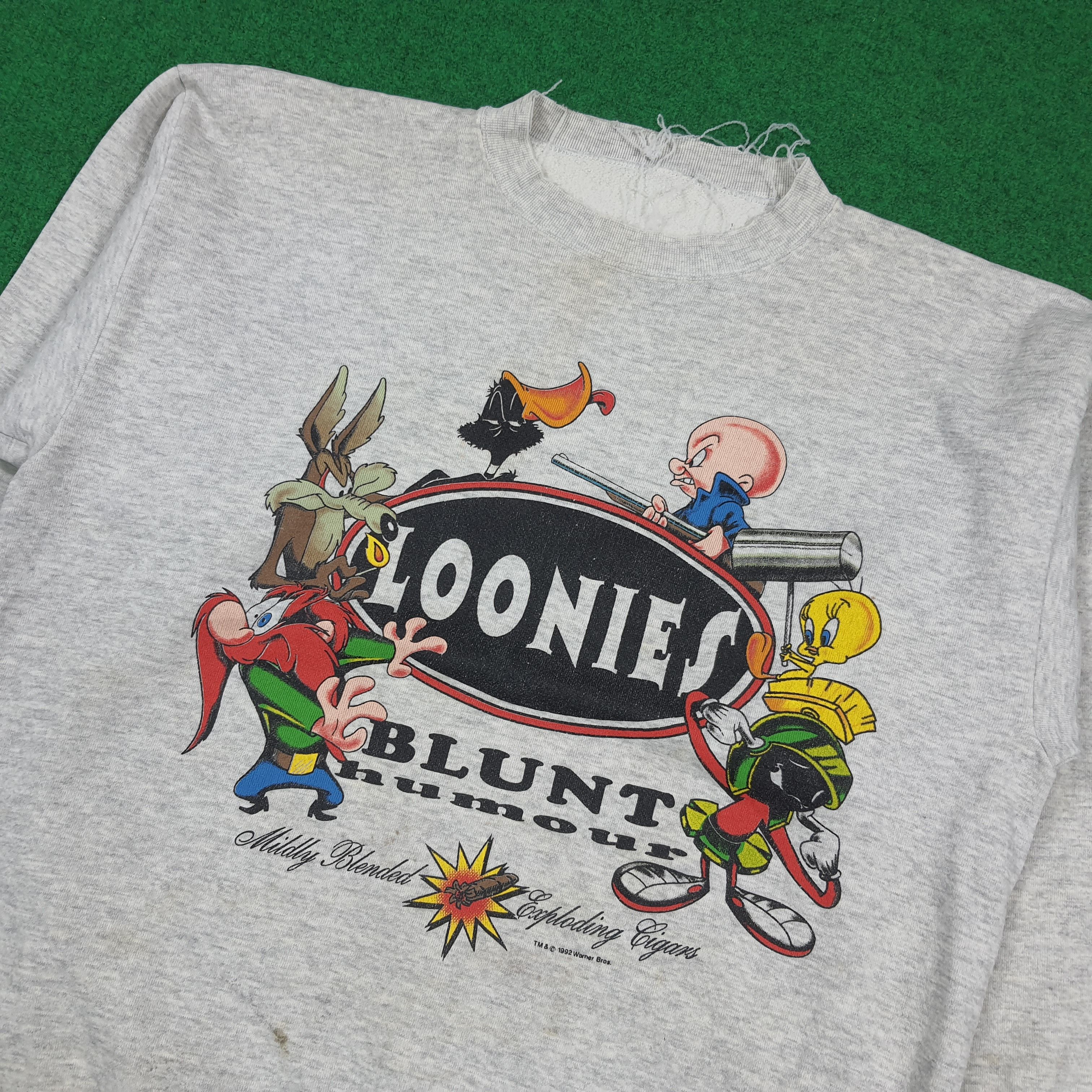 Warner Bros Vintage 90s Looney Tunes Blunt Humour Sweatshirt C298N6 Size US L / EU 52-54 / 3 - 2 Thumbnail
