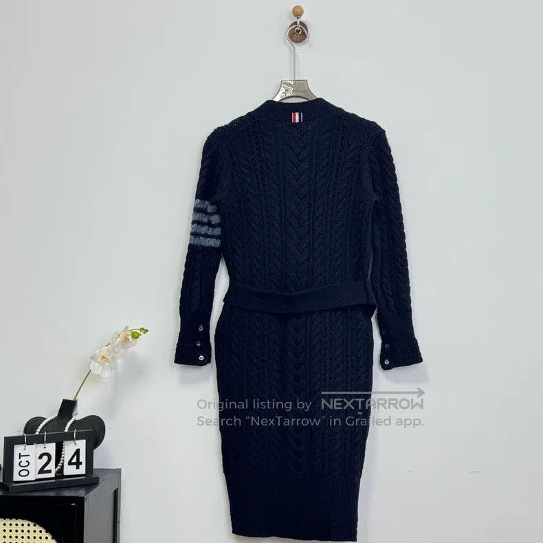 Thom Browne Thom Browne Navy Blue Long Wool Cardigan Size XS / US 0-2 / IT 36-38 - 5 Thumbnail