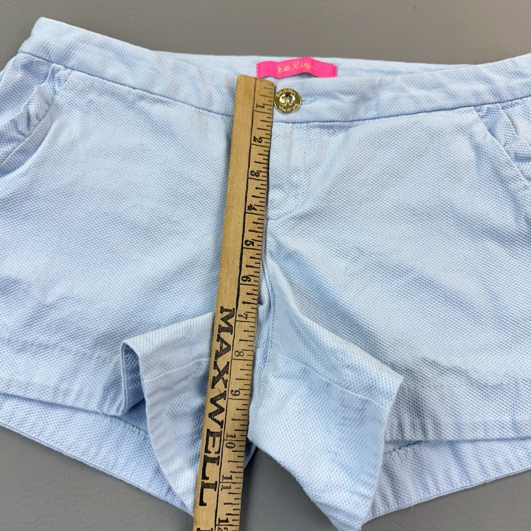 Lilly Pulitzer Lilly Pulitzer Shorts Women's 6 Blue Addie Ruffle Textured Stretch Casual Size 28" / US 6 / IT 42 - 3 Thumbnail