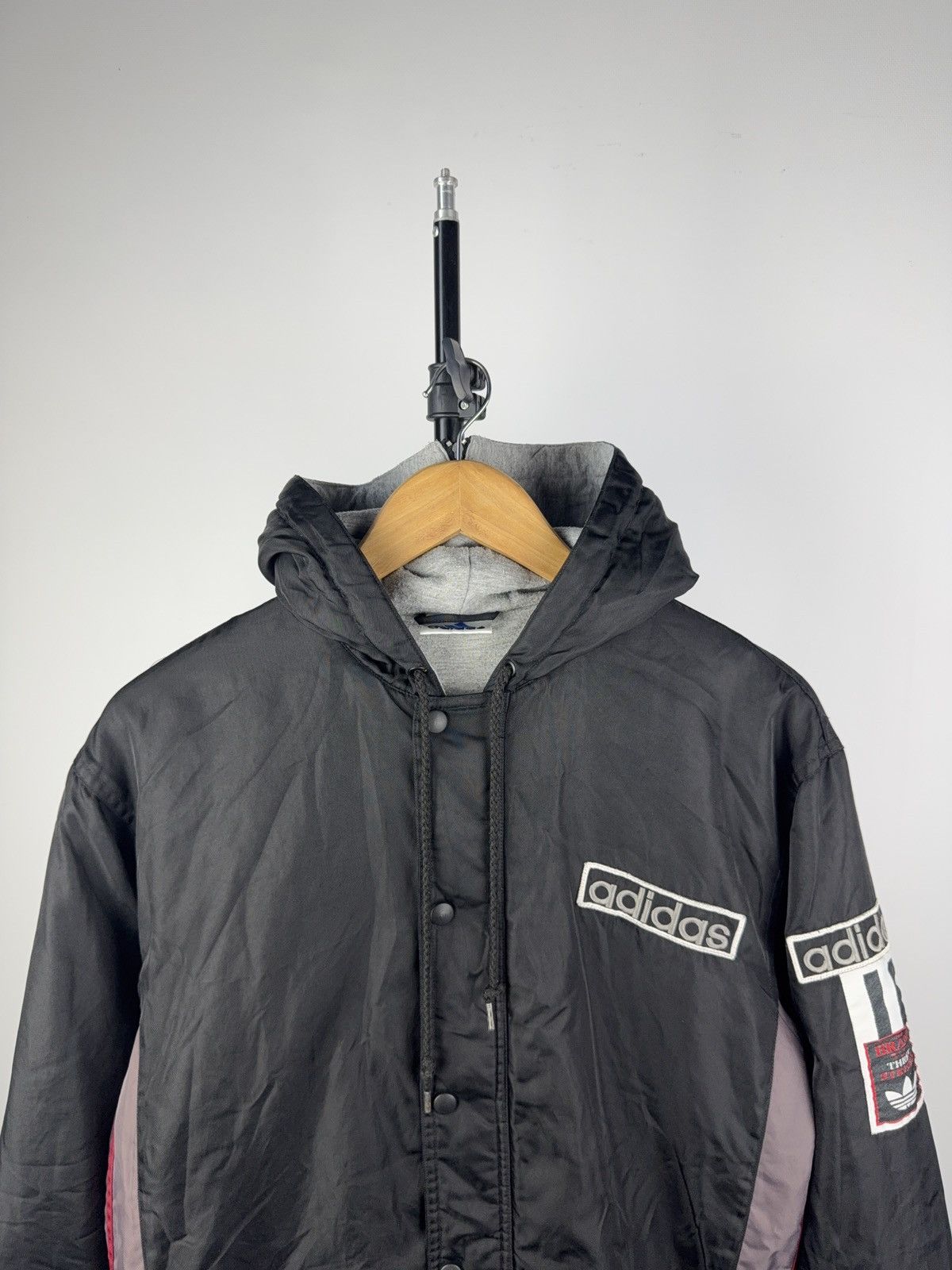 Adidas Vintage Retro 90s Nylon jacket zip hood Size US S / EU 44-46 / 1 - 2 Thumbnail