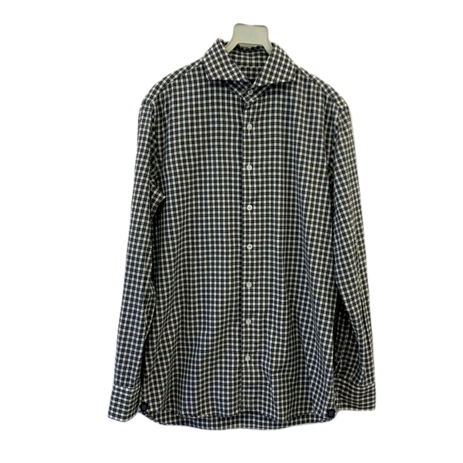 Lardini Lardini Gingham Check Shirt Navy White Spread Collar 15.5 / 39 Adult Men’sDress Shirt Size US L / EU 52-54 / 3 - 2 Thumbnail