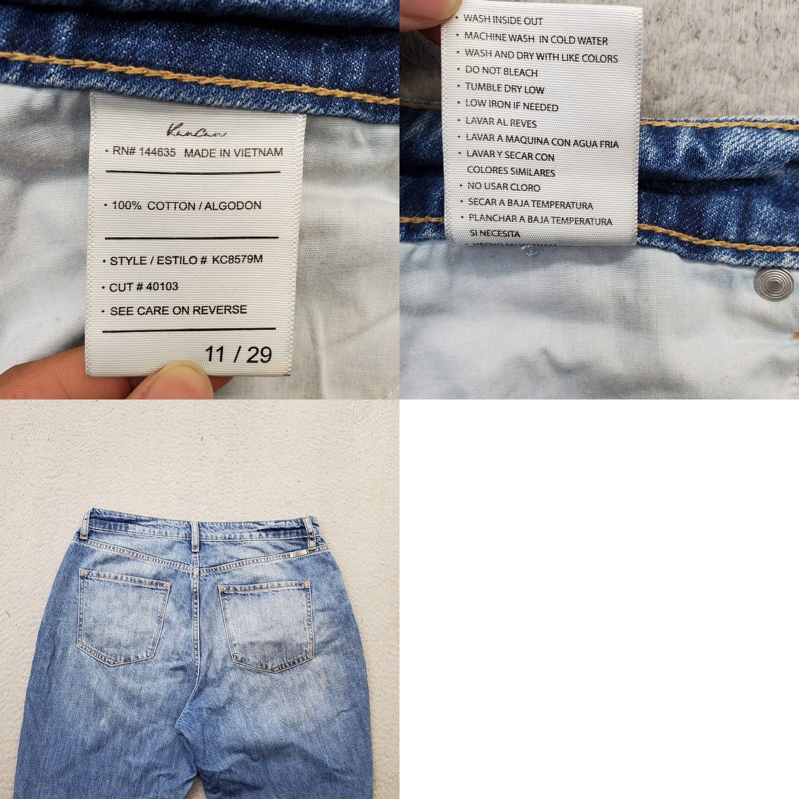 Vintage KanCan Womens Jeans 11 Distressed Skinny Blue Denim 29.5 Inseam Regular 33.5 Waist 5-Pocket Style Stretch Fashion Mens Womens Boys Girls Size 32" / US 10 / IT 46 - 8 Thumbnail