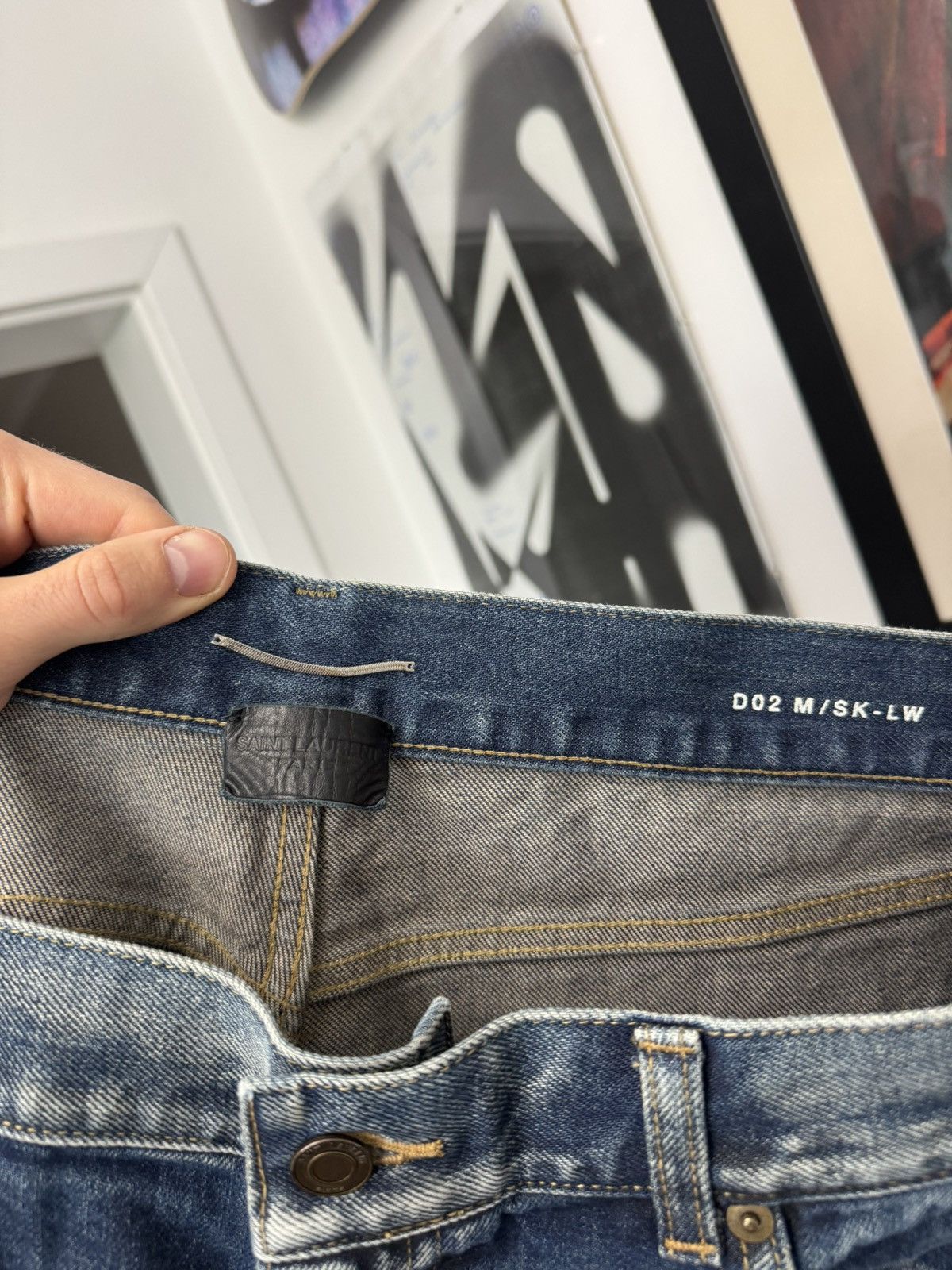 Saint Laurent Paris Saint Laurent D02 Designer Skinny Jeans Big Size Blue Denim Size US 38 / EU 54 - 3 Thumbnail