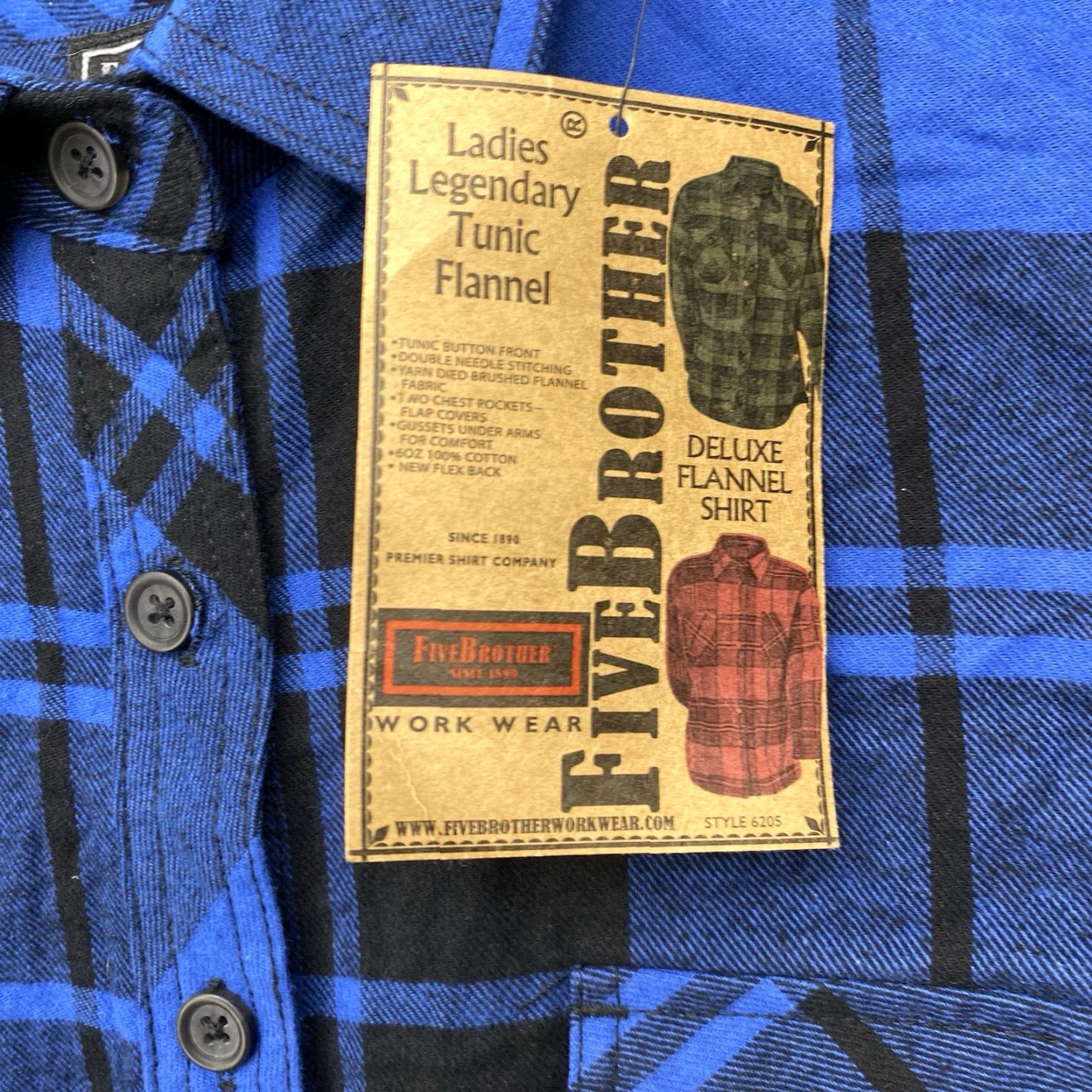 Vintage Five Brother Flannel Shirt Mens M Workwear Plaid Button-Up 90s Outdoor Casual Blue Cotton Flannel Size US M / EU 48-50 / 2 - 5 Thumbnail