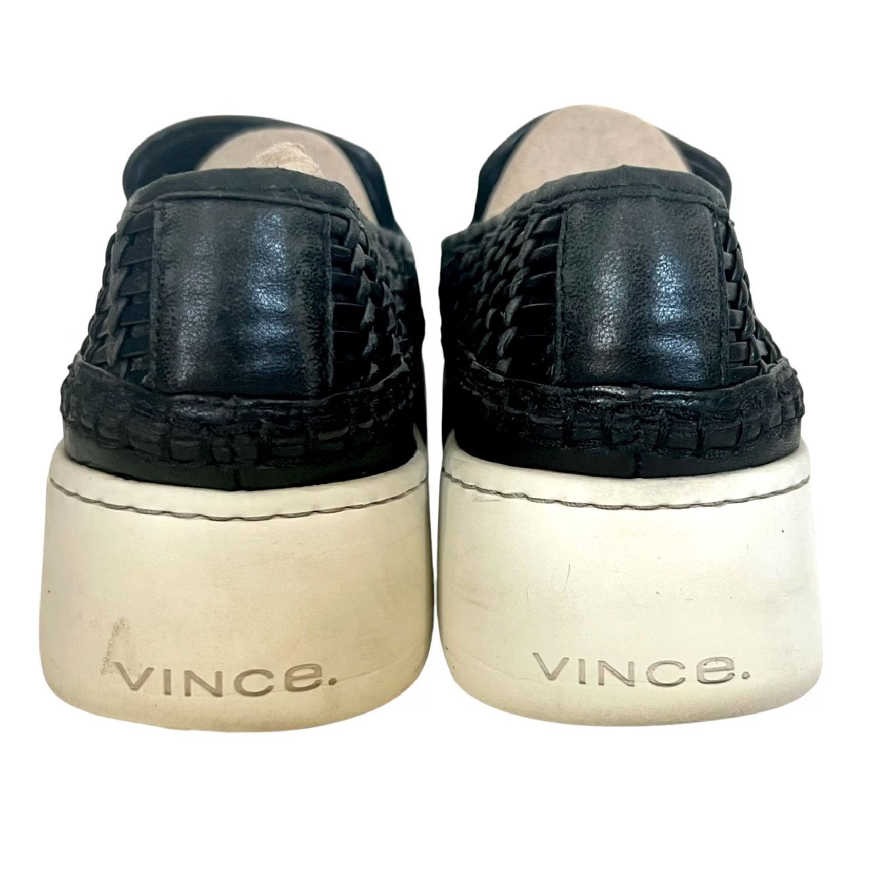 Vince VINCE Stafford Women's Woven Leather Platform Slip On Sneakers Black Size 7.5 Size US 8 / IT 38 - 7 Thumbnail