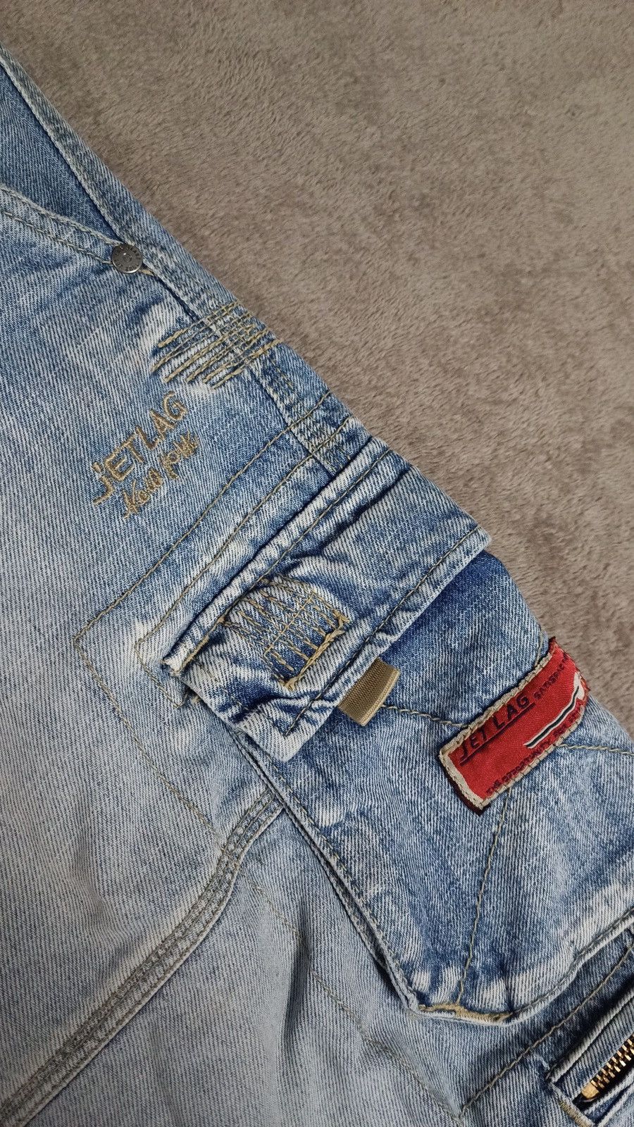 If Six Was Nine × Japanese Brand × Le Grande Bleu (L.G.B.) Jet Lag Washed Denim Cargo Short Y2K distressed Size US 30 / EU 46 - 3 Thumbnail