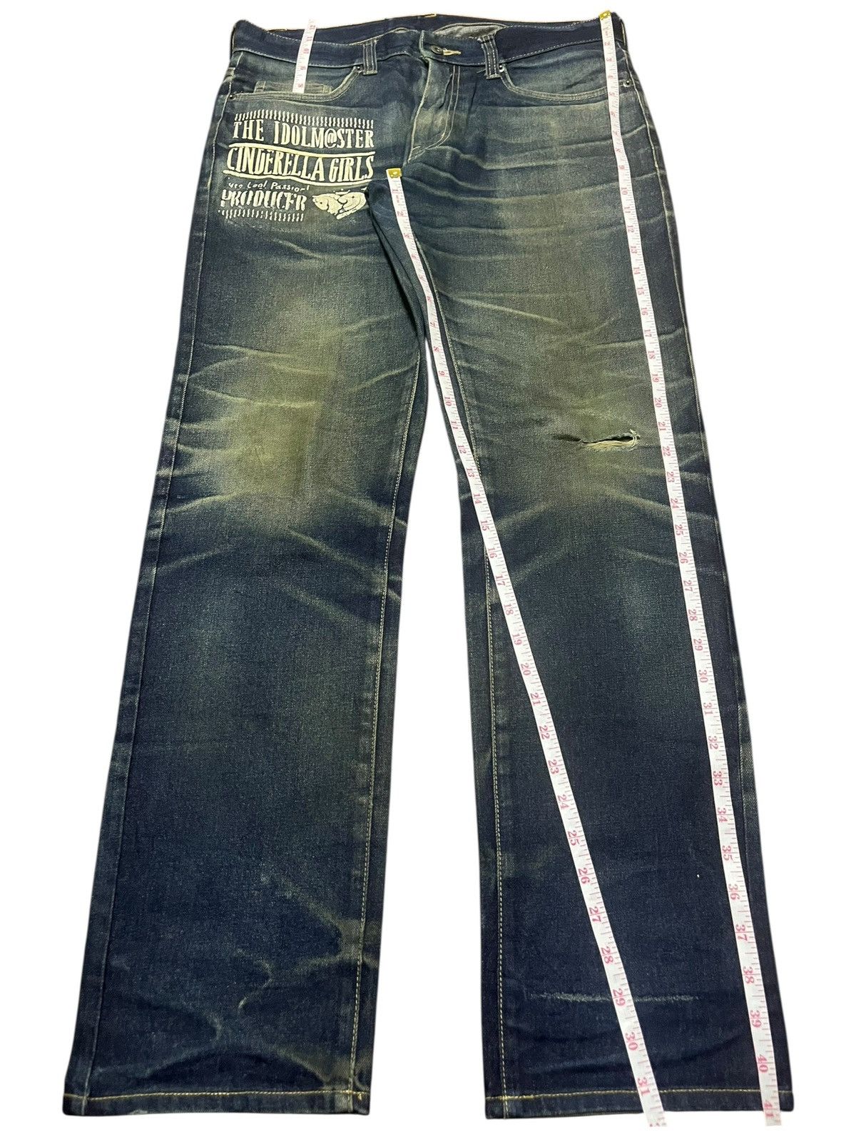 Hook-Ups Vintage Idol Master Love Unicorn Mud Wash Distress Jeans Size 34" / US 12 / IT 48 - 7 Thumbnail