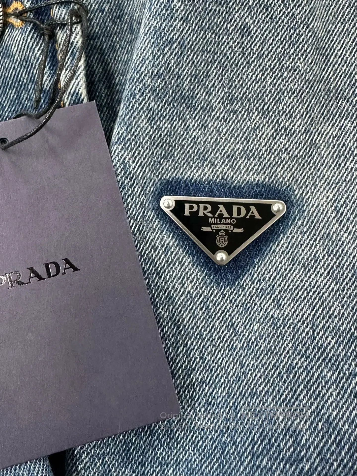 Prada Prada Blue Classic Triangular Logo Denim Jacket with Zippe Size XS / US 0-2 / IT 36-38 - 3 Thumbnail