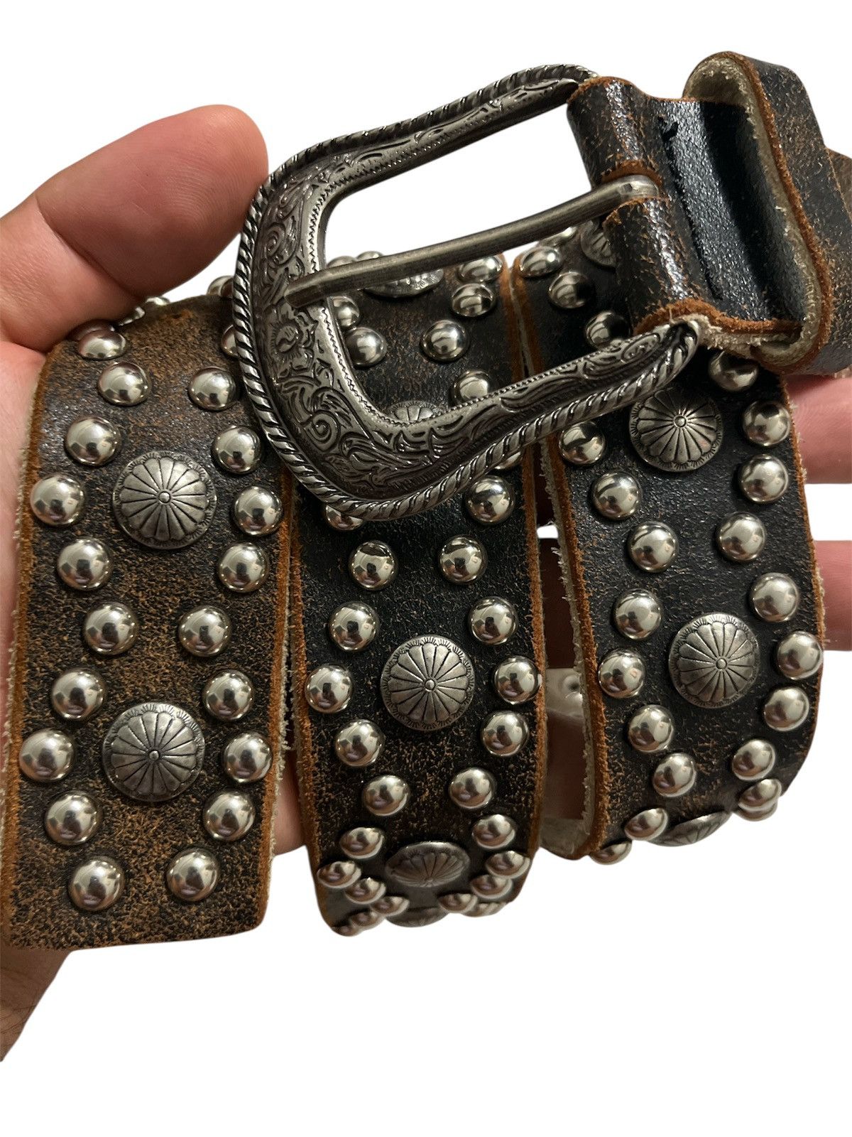 Handmade Studded Belt Leather Unbrand x Handmade Size 36 - 4 Thumbnail