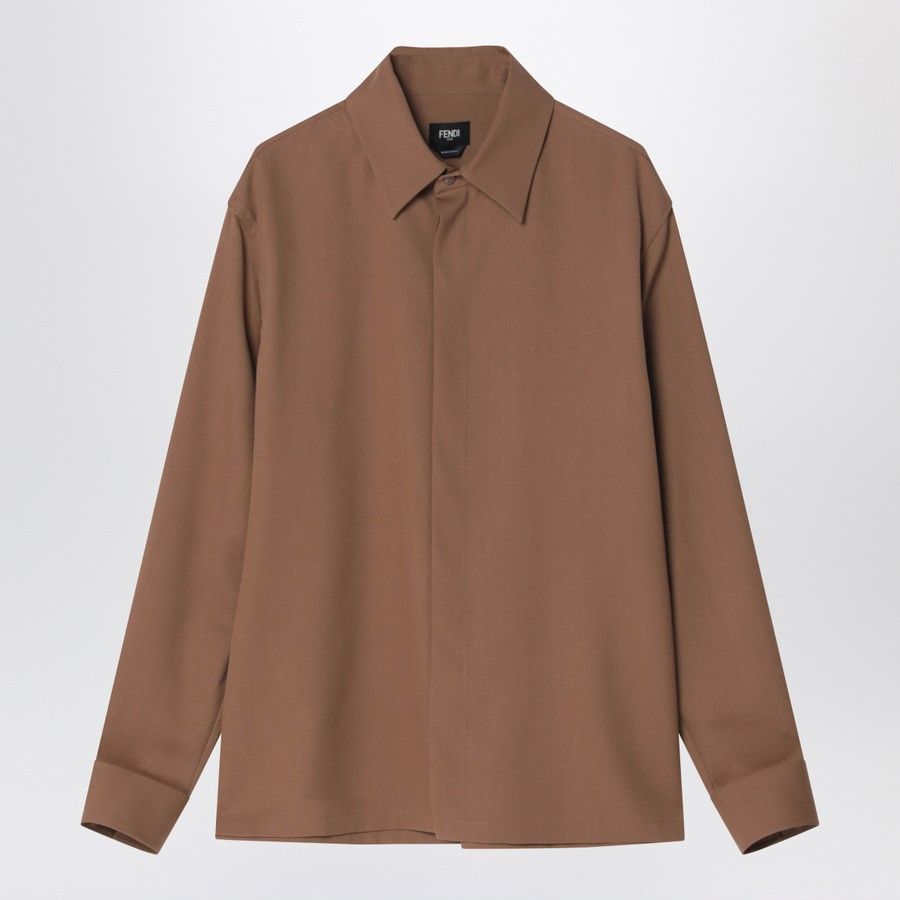 Fendi o1d2blof0226 Wool Shirt in Brown Size US L / EU 52-54 / 3 - 1 Thumbnail