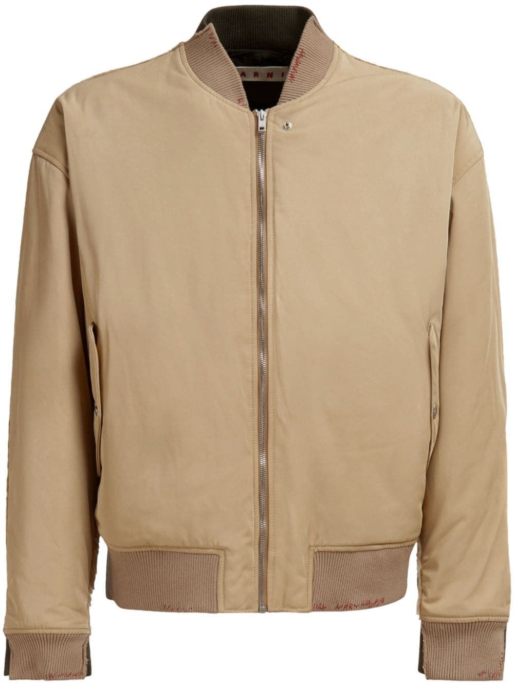 Marni o1w1db11025 Tow-Tone Bomber Jacket in Beige Size US L / EU 52-54 / 3 - 1 Thumbnail