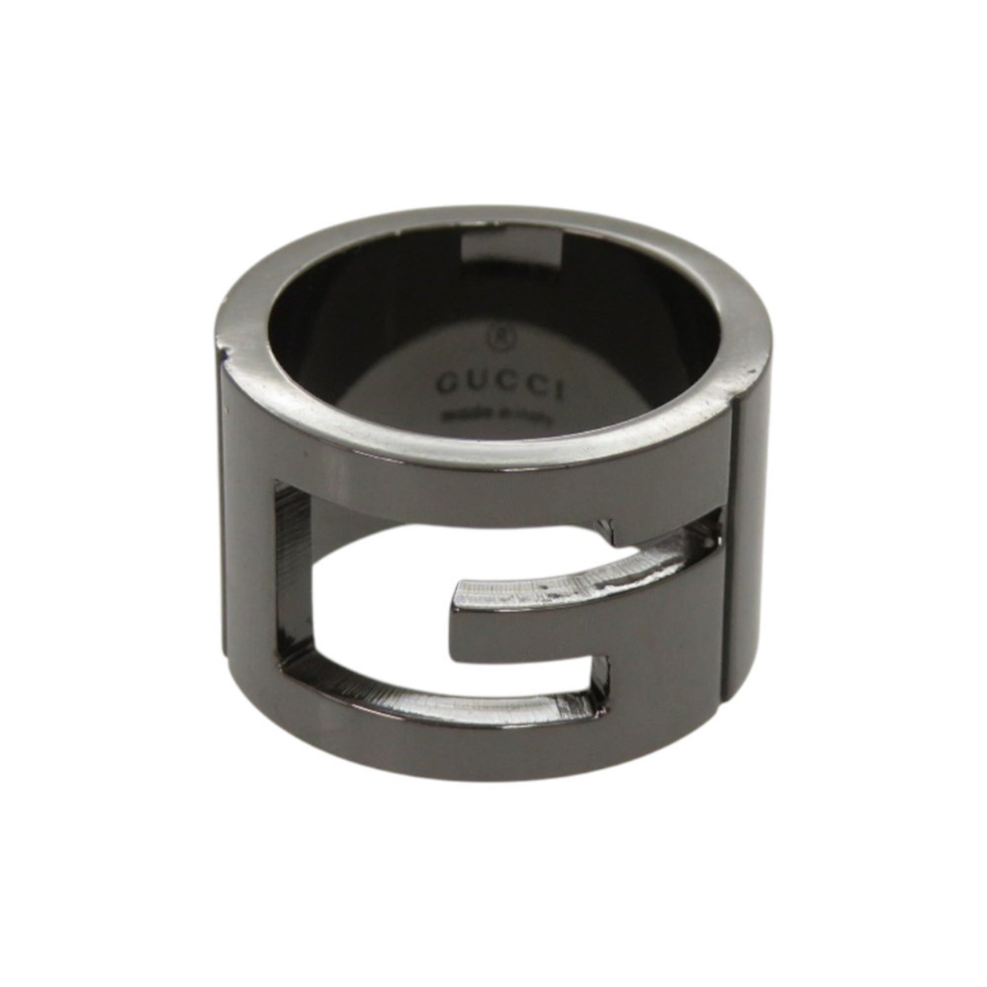 Gucci Like new Gucci Branded G Logo Cutout Silver 925 Gunmetal Ring 0740 Size ONE SIZE - 1 Thumbnail
