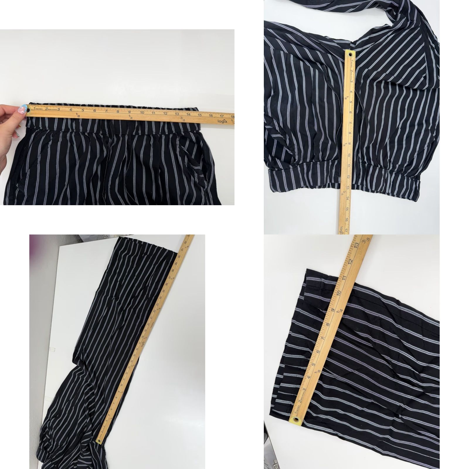 Vintage SO Dress Pants XL Black White Stripe Wide-Leg High Rise Pull On Women’s Regular Rise, SO Juniors, Casual Workwear, 90s Theme Size 40" / US 18 - 8 Thumbnail
