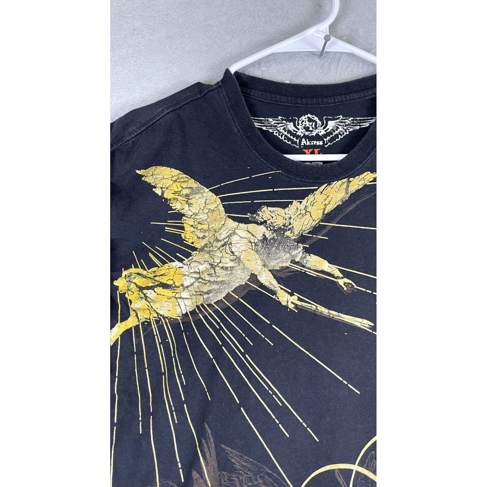 Vintage Akress Shirt Mens XL Black Gold Infamous Angel Graphic Streetwear Print Tee Size US XL / EU 56 / 4 - 2 Thumbnail