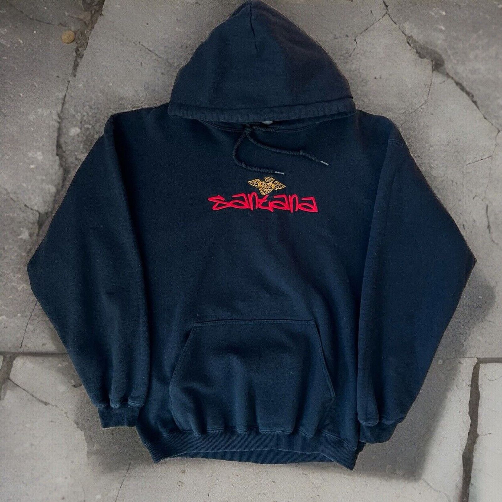 Band Tees × Vintage Vintage Carlos Santana Hoodie Large Black Hooded Pullover Size US L / EU 52-54 / 3 - 1 Thumbnail