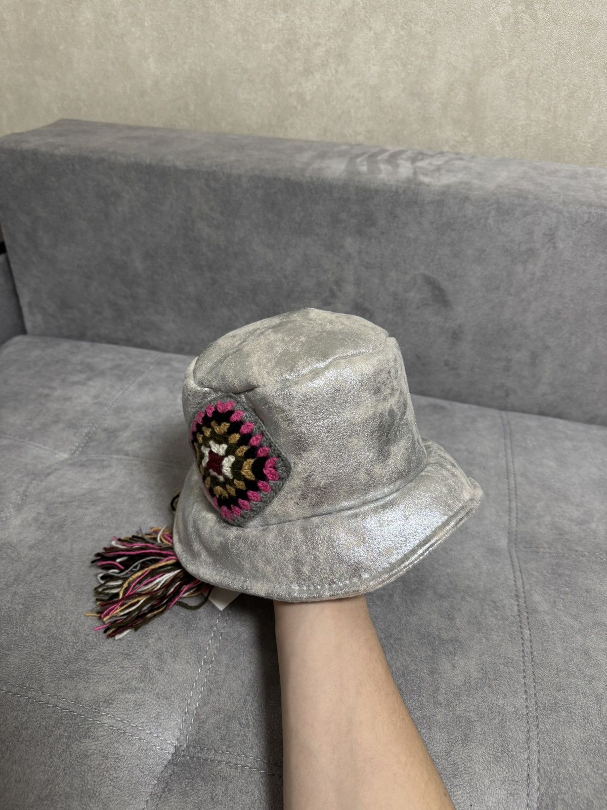 Designer Tu Lize Itali designer knit silver hat Panama teddy Size ONE SIZE - 3 Thumbnail