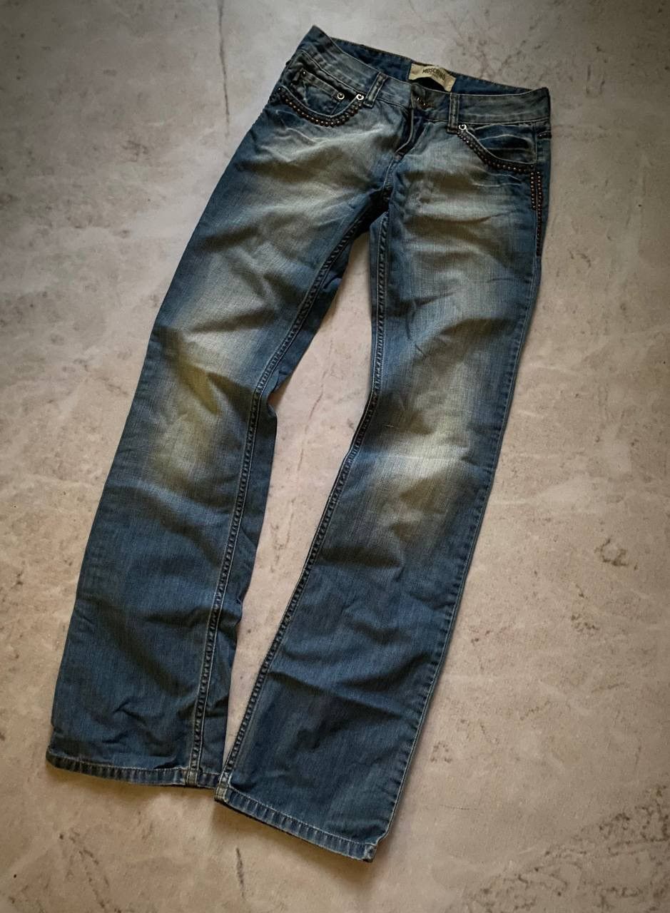 Moschino × Vintage Vintage Moschino Y2K Logo Flared Jeans Size 28" / US 6 / IT 42 - 1 Thumbnail