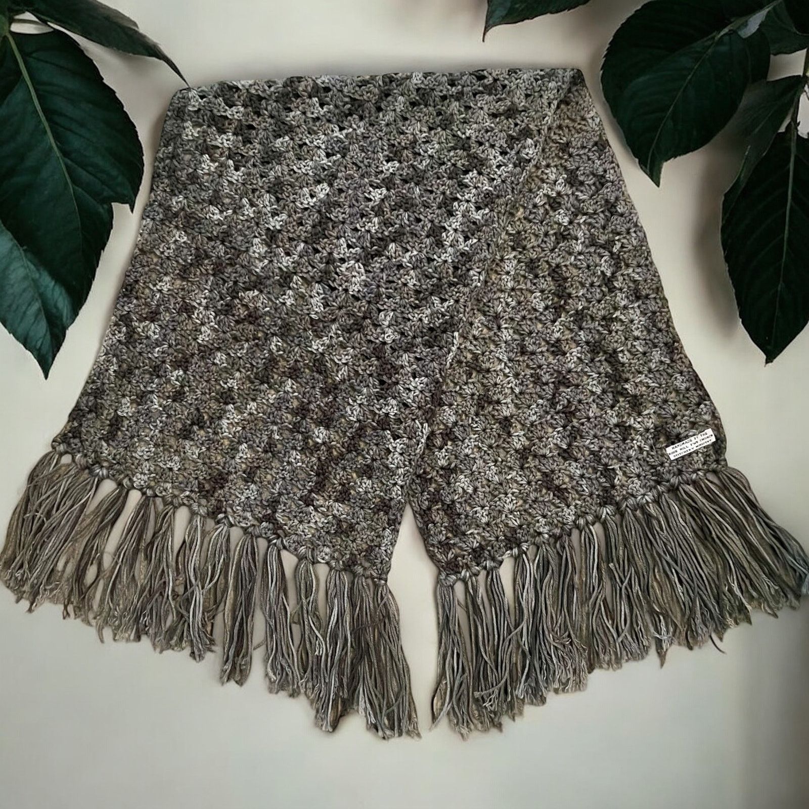 Vintage Vintage Handmade Gray Crochet Scarf-1950s-Shawl-Headwrap-FWB Size ONE SIZE - 1 Thumbnail