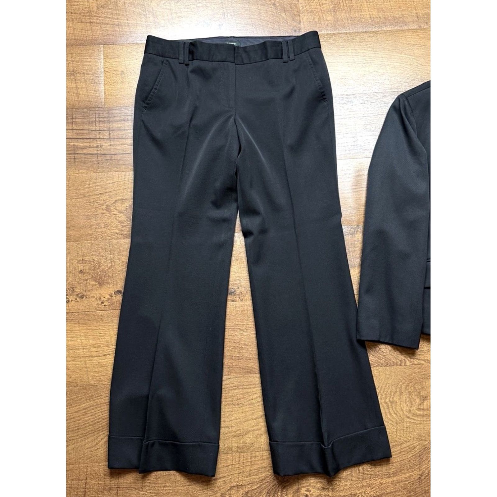 J.Crew J. Crew Pant Suit Womens City Fit Wool Blazer Wide Leg Office Lined Black 6 Suit Set Womens Size 28" / US 6 / IT 42 - 2 Thumbnail
