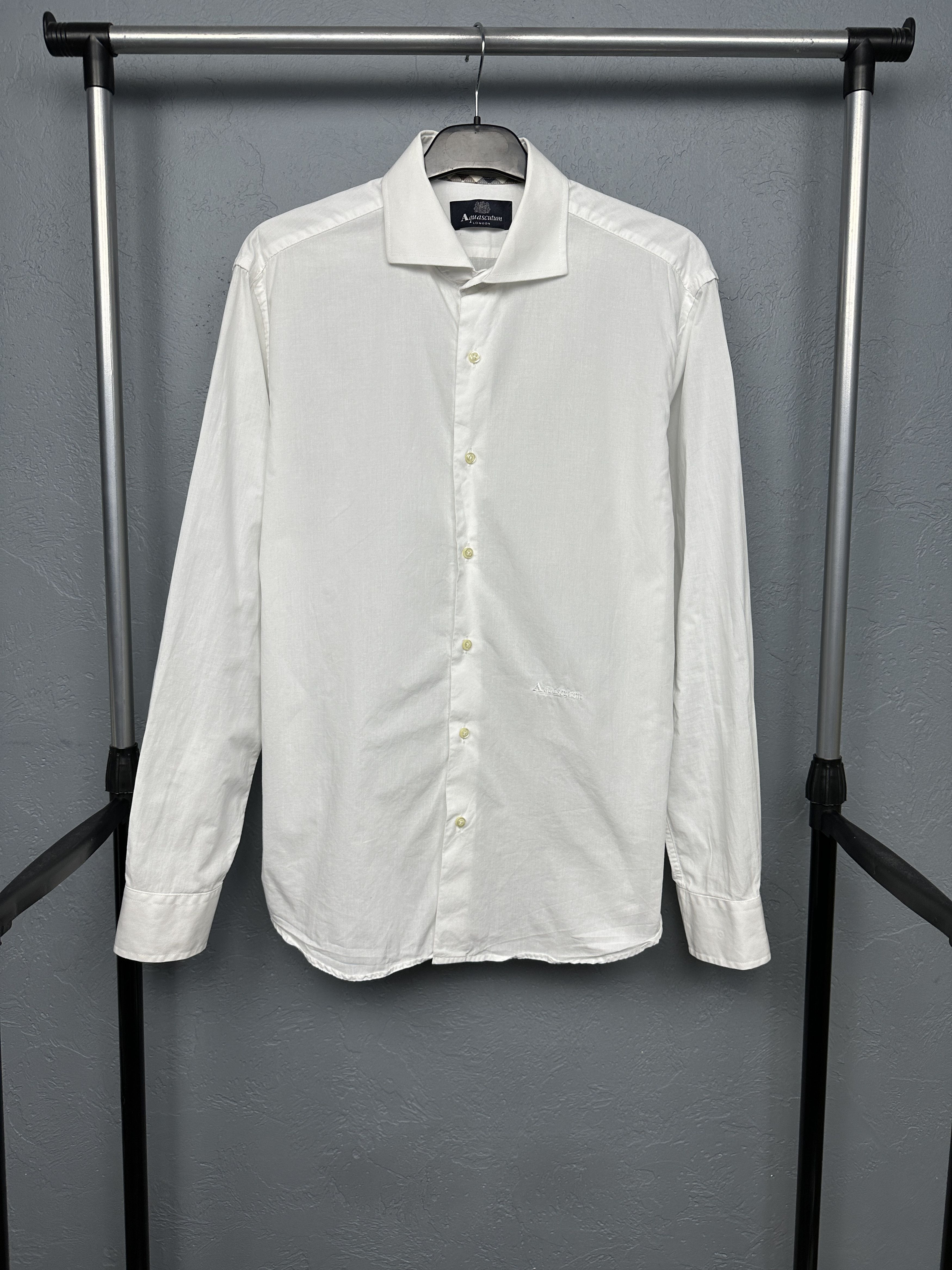 Aquascutum Aquascutum Mens Long Sleeve White Shirt Size US L / EU 52-54 / 3 - 1 Thumbnail