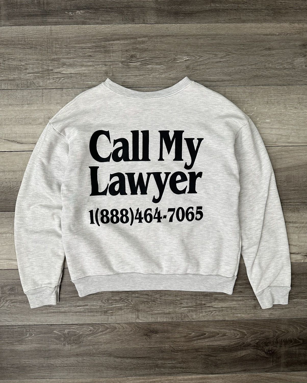 image of Chinatown Market "call My Lawyer" Sweatshirt Puff Print M in Grey, Men's (Size Medium)