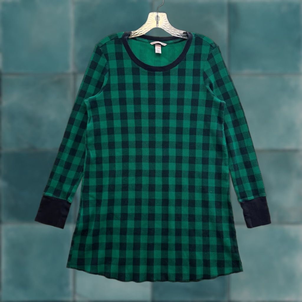 Victoria's Secret Viktoria's Secret Nightgown Sleep Dress L Green Plaid Flannel Long Sleeve Victoria's Secret Womens Dress L Green Plaid Flannel Long Sleeve Size L / US 10 / IT 46 - 1 Thumbnail
