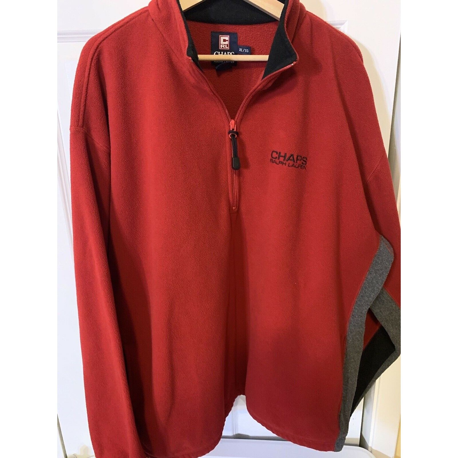 Chaps Vtg Chaps Ralph Lauren Fleece 1/2 Zip Red Gray Black Sweater Size US XL / EU 56 / 4 - 6 Thumbnail