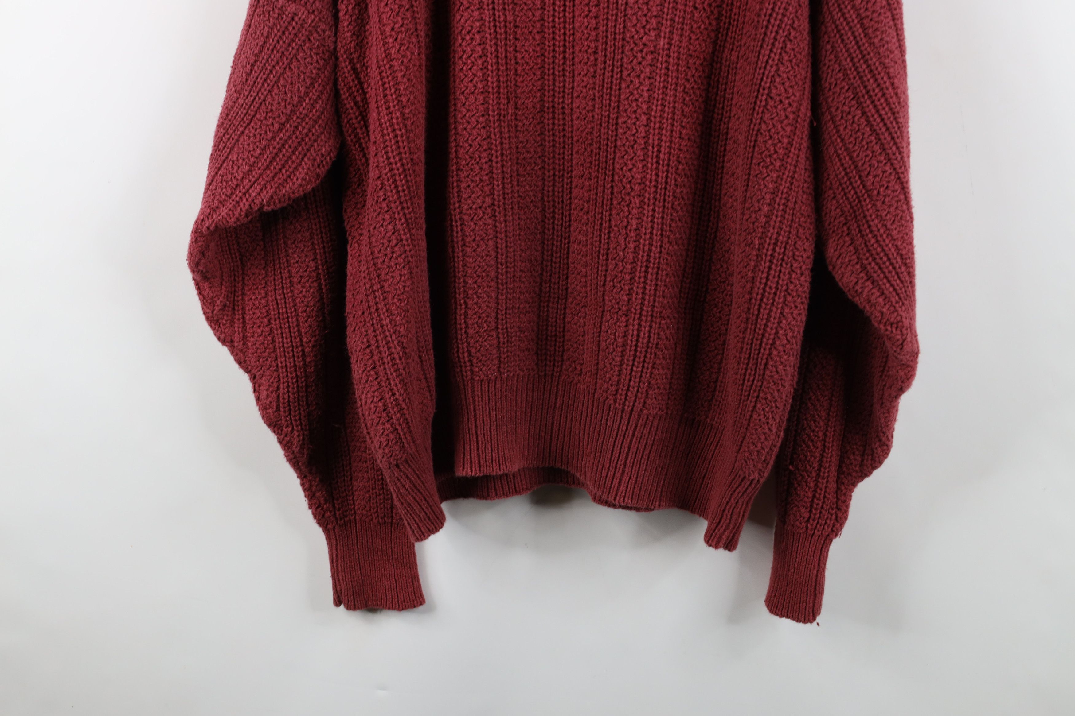 Vintage Vintage 90s Streetwear Blank Chunky Ribbed Knit Sweater Red Size US XXL / EU 58 / 5 - 12 Thumbnail