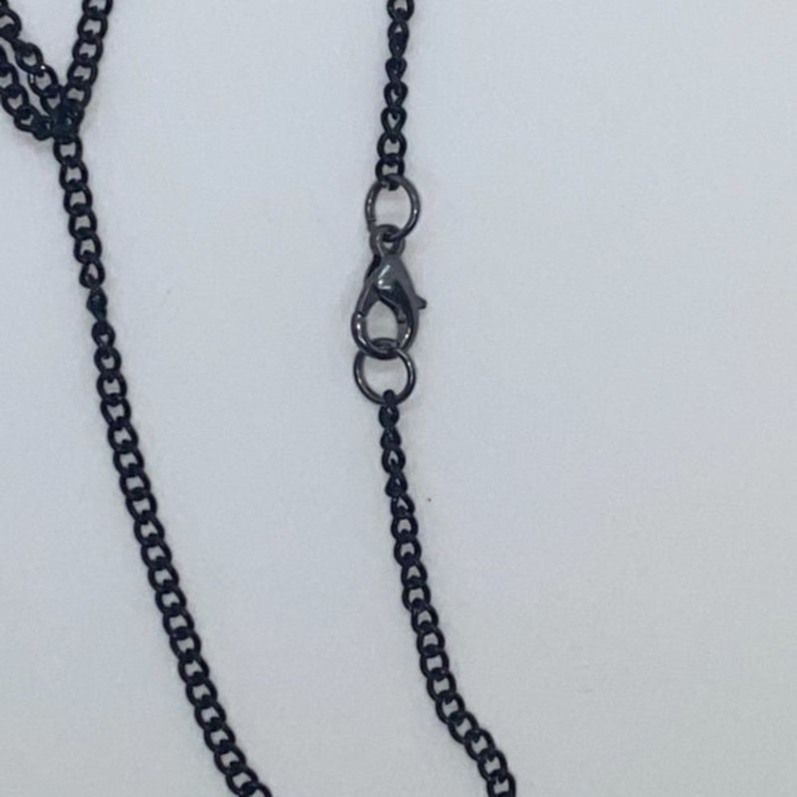 Handmade Black-Tone Clear & Blue Rhinestone Necklace Size ONE SIZE - 6 Thumbnail