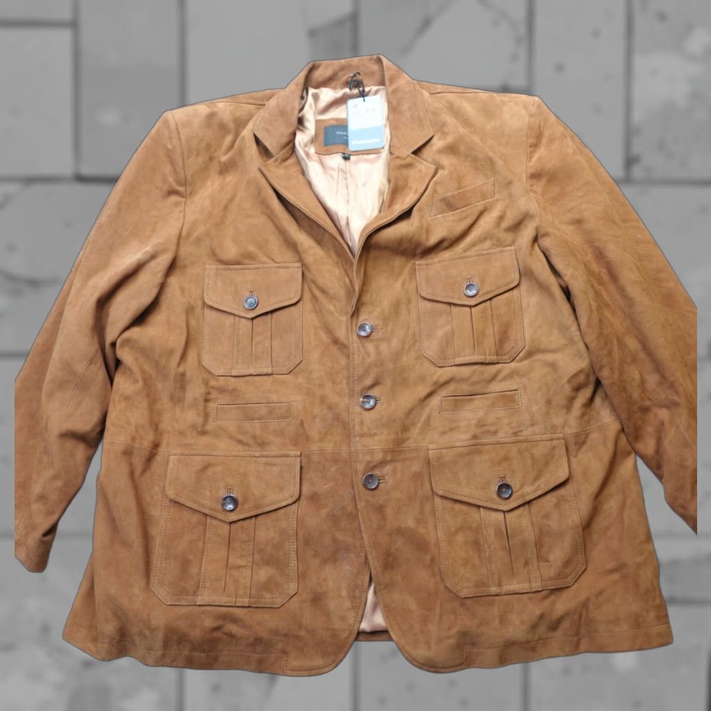 Vintage Studio Suits Jacket 4XL Brown Caramel Leather Suede Blazer NEW Size 48R - 1 Thumbnail