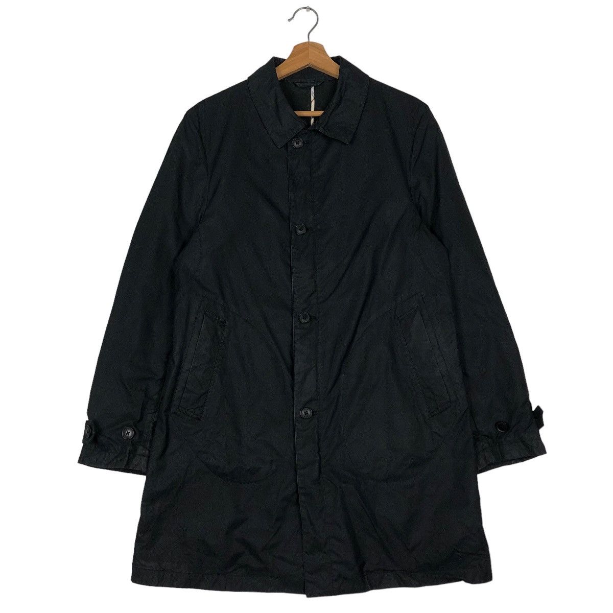 Burberry 🔥Rich Black Vintage Burberry Black Label Long Jacket Size US L / EU 52-54 / 3 - 1 Thumbnail
