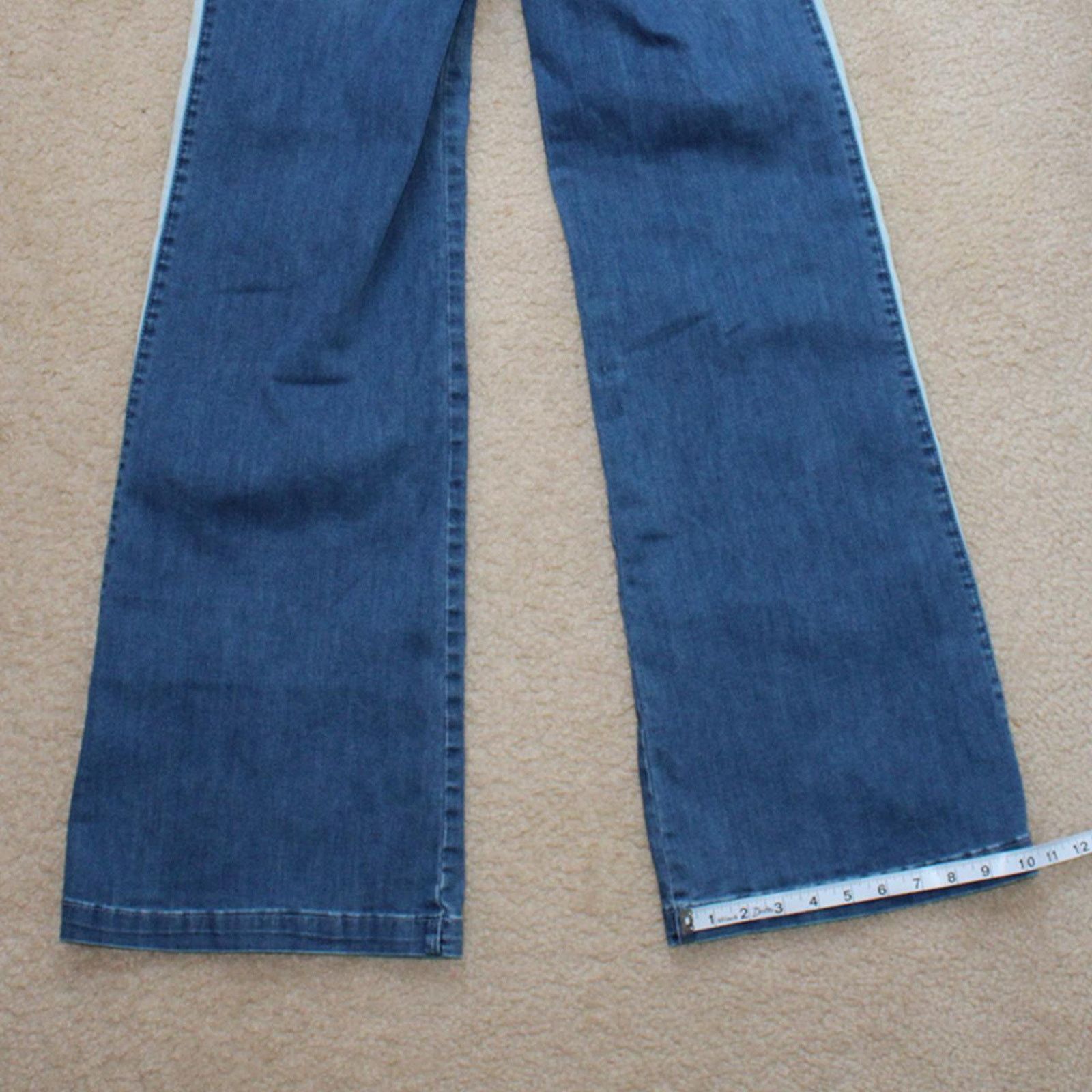Bebe Y2K Bebe Wide Leg Bootcut Striped Blue Denim Jeans Size 24" / US 00 / IT 34 - 5 Thumbnail
