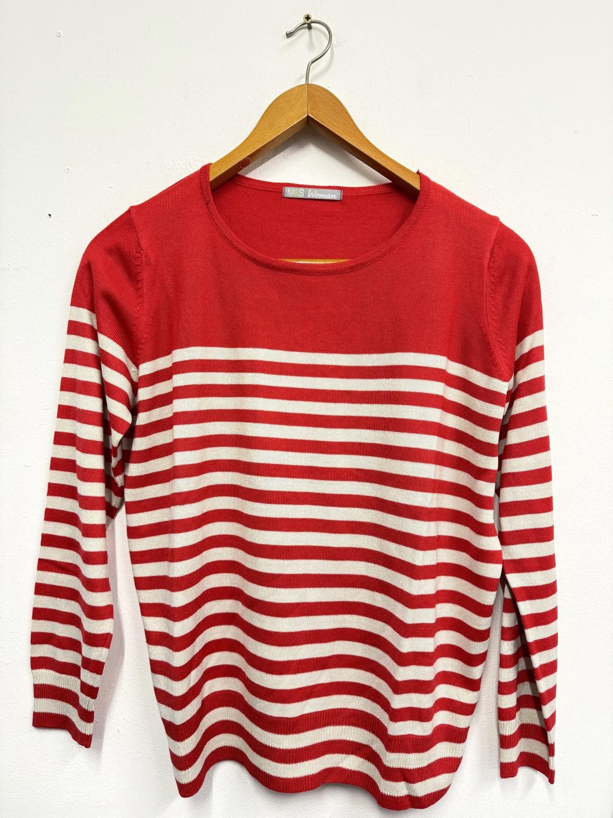 Other M&S Woman Red and White Striped Knit Sweater UK Size 16 Size XL / US 12-14 / IT 48-50 - 1 Thumbnail
