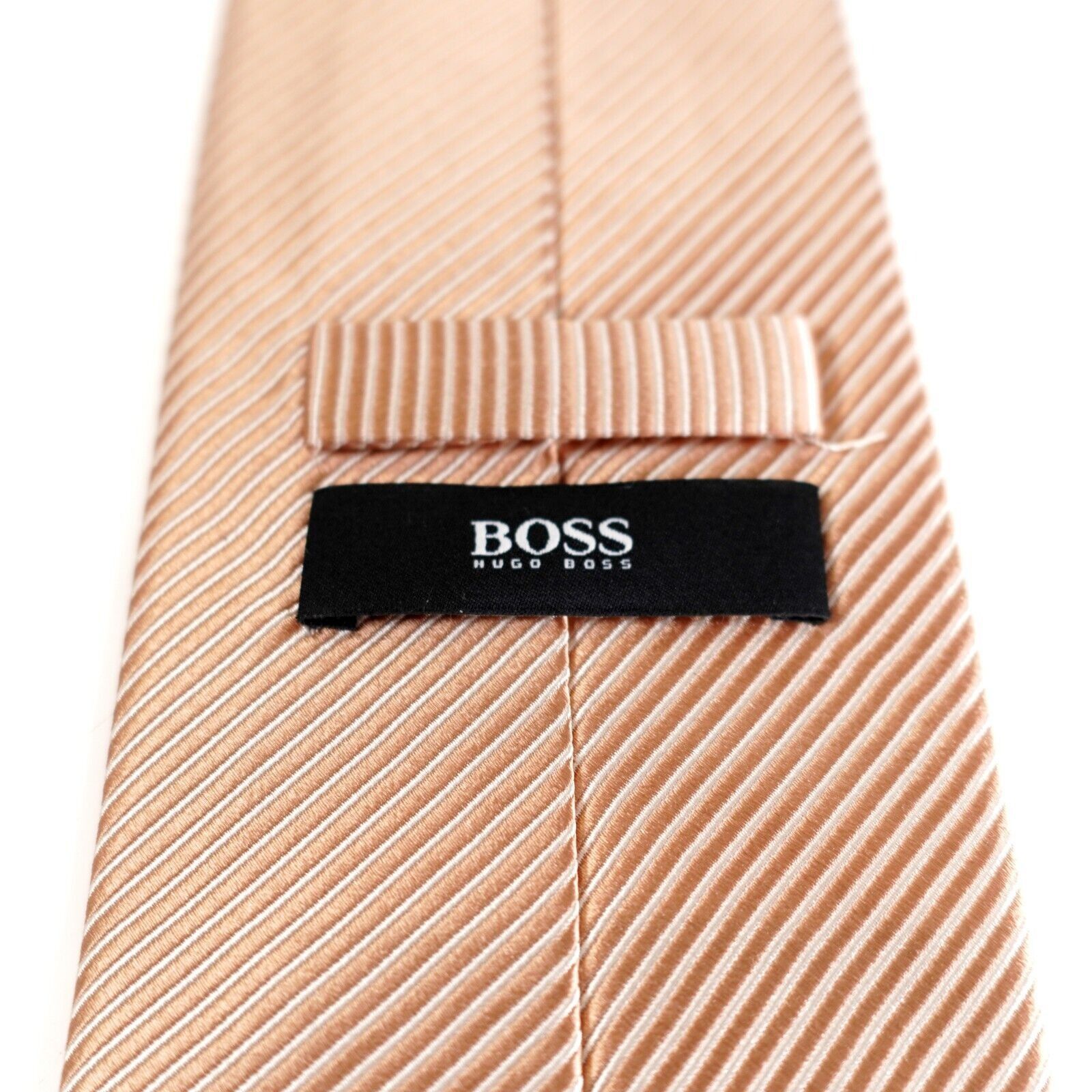 Hugo Boss Hugo Boss Beige Orange Striped Woven Silk Tie Size ONE SIZE - 4 Thumbnail