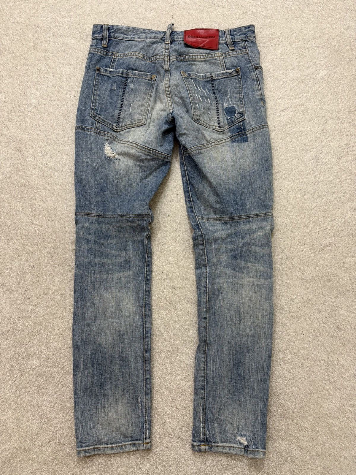 Japanese Brand 2000s Dsquared Patchwork Denim Ripped Wash Jeans Y2K LGB Size US 31 - 9 Thumbnail