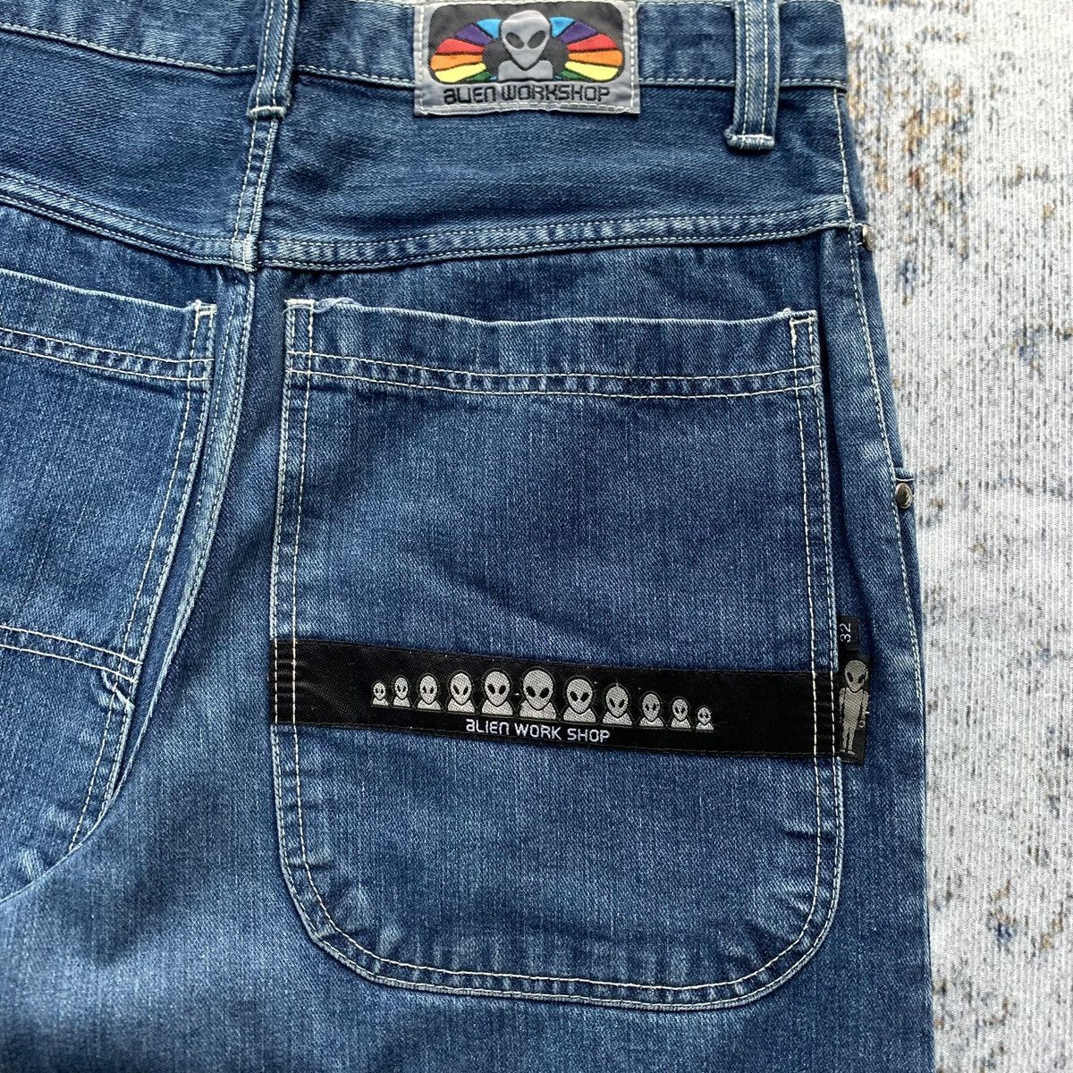 Alien Workshop × JNCO × Vintage 1990s Rare Alien Workshop Wide Baggy Jeans Size US 32 / EU 48 - 3 Thumbnail