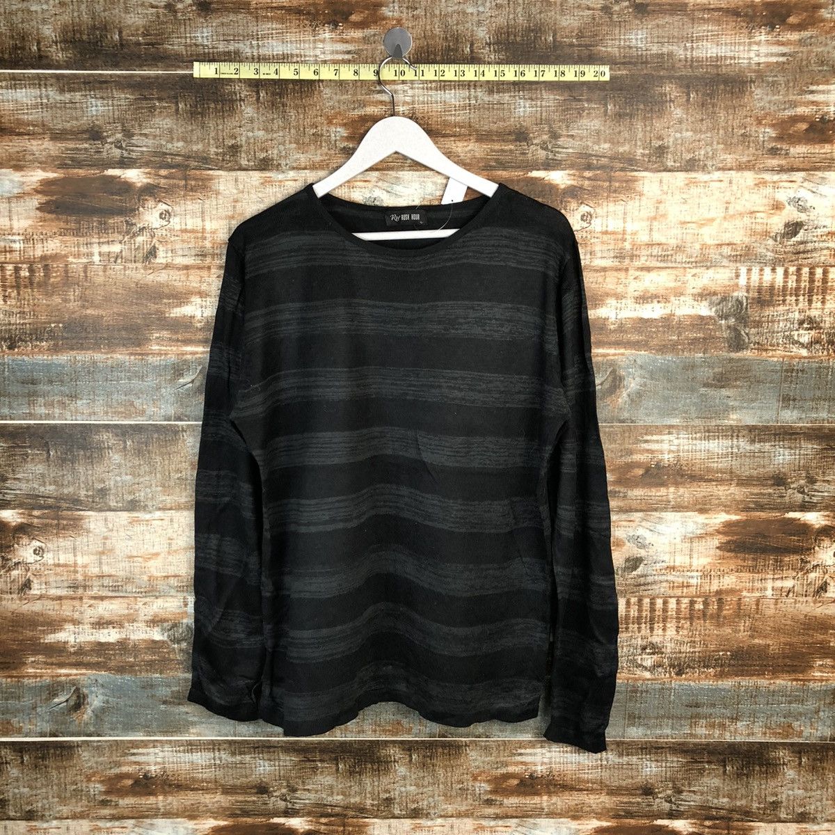 Japanese Brand Rush Hour Stripe Black knitwear long sleeve #A1595 Size US L / EU 52-54 / 3 - 1 Thumbnail